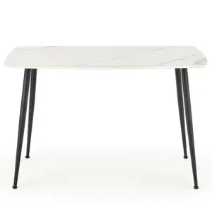 Asztal Marco 120x70 Üveg/Mdf/Acél – Fehér/Fekete kép