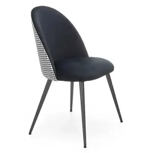 Szék K478 velvet/szövet/fém fekete/fehér 49x54x84 kép