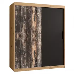 Szekrény Rustic 150 tölgy artisan/fekete kép