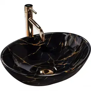 Mosdókagyló Sofia Black Marble Shiny kép