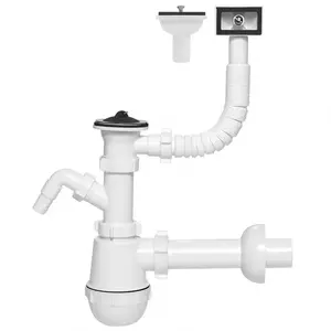 Mosogatószifon Ø 50 mm palackos 1 rekeszes kimenet mosógéphez/mosogatógéphez 1233 kép