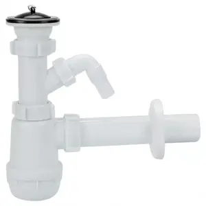 Mosogatószifon Ø 50 mm palackos fém szűrővel 2 rekeszes kimenet mosógéphez/mosogatógéphez 1231 kép