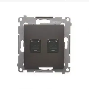 D62/46 Dupla RJ45 számítógép-aljzat barna gyékény kép