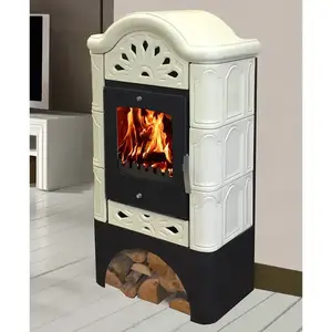 Kemence acél-kályhás Bergento II drab 6 kW kép