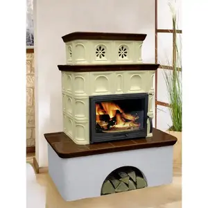 Kemence acél-kályhás Salzburg creme/coffebrown 9 kW kép