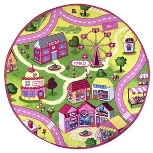 Szőnyeg Kids Funfair 1, 0/1, 0 kerek rózsaszín kép