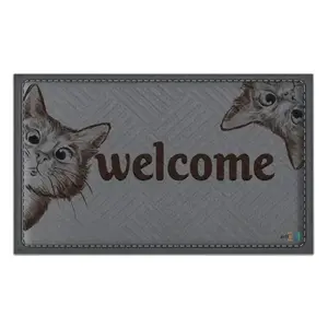 Textil szőnyeg 45x75 cm K-602-250 Welcome cica kép