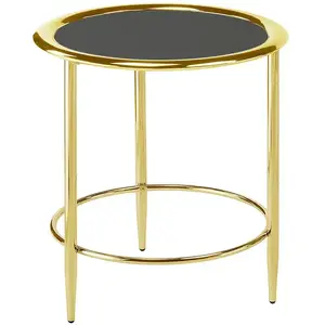 Dohányzóasztal Gc7465 48x48x53 Sárgaréz/Fekete üveg kép