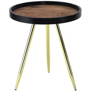 Dohányzóasztal Gc7549 43x43x48 Sárgaréz/Fekete/Antik kép