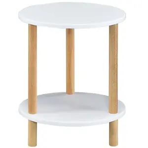 Dohányzóasztal Gc7405 35x35x43 Fehér/Természetes kép