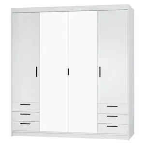 Szekrény Elena 4D 6S fehér/tükör kép