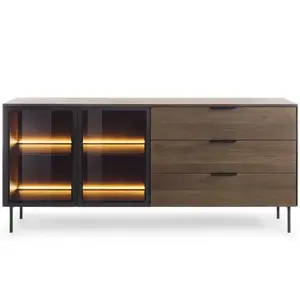 Komód Lumi C 181 2d3s + Led Tölgy Dunin + Fekete kép