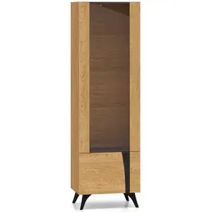 Vitrin Toscania 02l Milton tölgy Dune/Fekete kőris/üveg kép