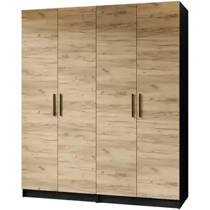 Szekrény X2 Gold 2d Fekete/Tölgy Craft Aranysárga kép