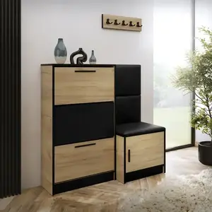 Cipőszekrény Kpl Foli Craft + Fekete öko bőr (MADRYT 1100) kép