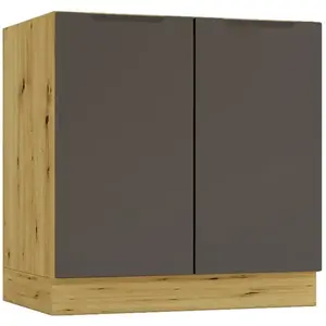 Konyhaszekrény Cosmo Isabel D80 Mocca Grey/Tölgy Artisan kép