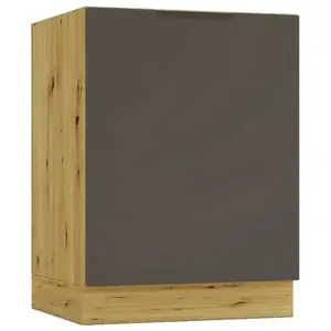 Konyhaszekrény Cosmo Isabel D60 P/L Mocca Grey/Tölgy Artisan kép