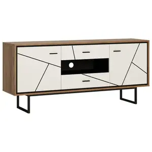 Komód Brolo BROK01 2D2S tölgy catania/fekete gyöngy/mdf fehér HG kép