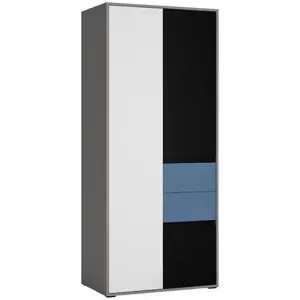 Szekrény Laser LASS01B 3D2S platina szürke/fekete gyöngy/alpesi fehér/kék kép