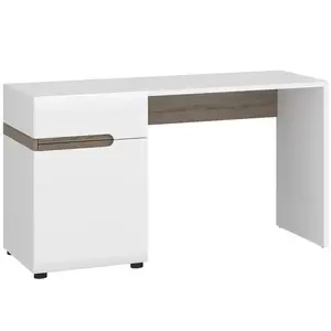Íróasztal Linate típus 80 1D-1S fehér alpesi/trüffel/mdf fehér L kép