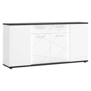 Komód Venezia VENK02 4D2S fehér alpesi/tölgy vicenza fekete/mdf fehér L kép