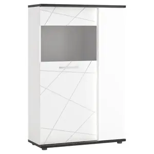 Vitrin Venezia VENV02R 2D alpesi fehér/tölgy vicenza fekete/mdf fehér l kép