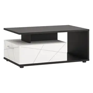 Dohányzóasztal Venezia VENT01 1S fehér alpesi/tölgy vicenza fekete/mdf fehér L kép