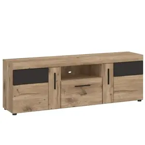 Komód RTV Grano GRNF01 2D1S tölgy viking/pvc tölgy viking/pvc szürke terület kép
