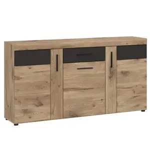 Komód Grano GRNK01 3D1S tölgy viking/pvc tölgy viking/pvc szürke terület kép