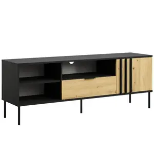 Szekrény RTV 1D1SZ Rimini 08 fekete/artisan kép