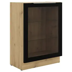 Konyhaszekrény - vitrin fekete/artisan 60DW 1F BB kép