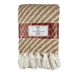 Boho takaró 130x160 bézs Merkury Home kép