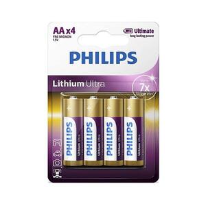 Philips FR6LB4A/10 - 4 db AA lítium elem LITHIUM ULTRA 1, 5V 2400mAh Phil-FR6LB4A/10 kép