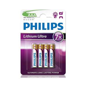 Philips FR03LB4A/10 - 4 db lítium elem AAA LITHIUM ULTRA 1, 5V 800mAh Phil-FR03LB4A/10 kép