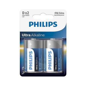 Philips LR20E2B/10 - 2 db alkáli elem D ULTRA ALKALINE 1, 5V 15000mAh Phil-LR20E2B/10 kép
