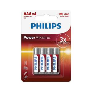 Philips LR03P4B/10 - 4 db alkáli elem AAA POWER ALKALINE 1, 5V 1150mAh Phil-LR03P4B/10 kép
