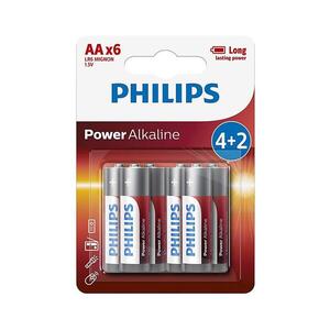Philips LR6P6BP/10 - 6 db alkáli elem AA POWER ALKALINE 1, 5V 2600mAhV Phil-LR6P6BP/10 kép