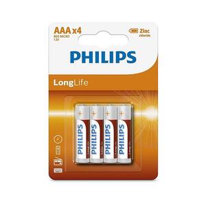 Philips R03L4B/10 - 4 db cink-klorid elem AAA LONGLIFE 1, 5V 450mAh Phil-R03L4B/10 kép