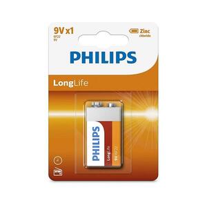 Philips 6F22L1B/10 - 9V 150mAh LONGLIFE cink-klorid elem, 6F22 sorozat Phil-6F22L1B/10 kép