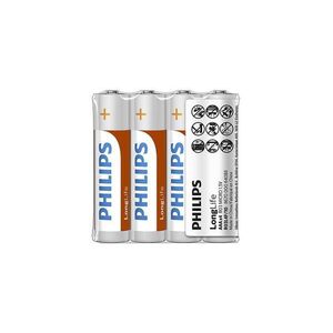 Philips R03L4F/10 - 4 db AAA Zn-klorid elem LONGLIFE 1, 5V 450mAh Phil-R03L4F/10 kép