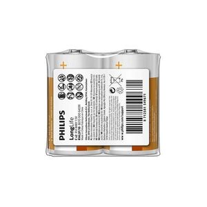 Philips R14L2F/10 - 2 db C méretű Zn-klorid elem LONGLIFE 1, 5V 2800mAh Phil-R14L2F/10 kép