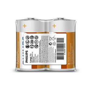 Philips R20L2F/10 - 2 db D méretű Zn-klorid elem LONGLIFE 1, 5V 5000mAh Phil-R20L2F/10 kép
