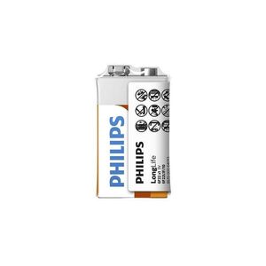 Philips 6F22L1F/10 - 9V 150mAh LONGLIFE cink-klorid elem Phil-6F22L1F/10 kép