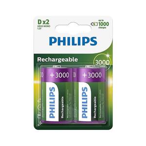 Philips R20B2A300/10 - 2 db tölthető elem D MULTILIFE NiMH/1, 2V/3000 mAh Phil-R20B2A300/10 kép