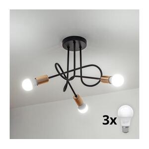 LED felületre szerelt csillár OXFORD 3xE27/15W/230V fekete W-2016/3 BK+BR/H kép