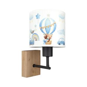 Brilagi - BOBO WOOD fali lámpa 1xE27/25W/230V tölgy/fekete/fehér/kék/mackók BG1561+BG5585 kép