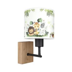Brilagi - Fali lámpa BOBO WOOD 1xE27/25W/230V tölgy/fekete/fehér/zöld/dzsungel BG1561+BG5588 kép