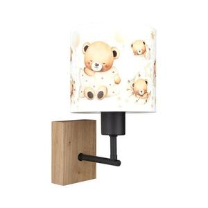 Brilagi - BOBO WOOD fali lámpa 1xE27/25W/230V tölgy/fekete/fehér/mackós BG1561+BG5590 kép
