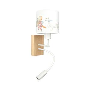 Brilagi - LED flexibilis lámpa BOBO WOOD 1xE27/25W/230V + LED/3W tölgy/fehér/állatkák BG1565+BG5576 kép