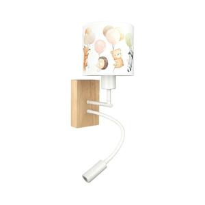 Brilagi - LED Flex. lámpa BOBO WOOD 1xE27/25W/230V + LED/3W tölgy/fehér/állatmintás BG1565+BG5577 kép